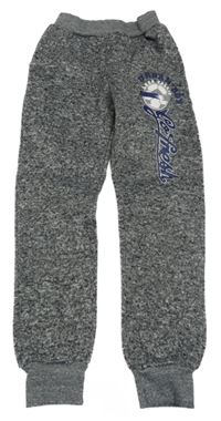 Šedé melírované pletené tepláky s míčem 