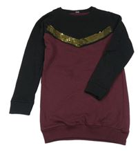 Vínovo-černá tepláková tunika s flitry Zeeman 