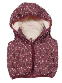 Vínová šušťáková zateplená vesta so zvieratkami a kapucňou
