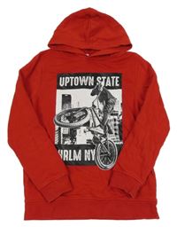 Červená mikina s kolem a kapucí C&A