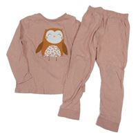 Světlerůžové pyžamo se sovou a puntíky George