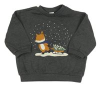 Tmavosivá oversize mikina s líškou H&M