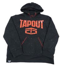 Černo-šedá vzorovaná mikina s nápisem a kapucí Tapout