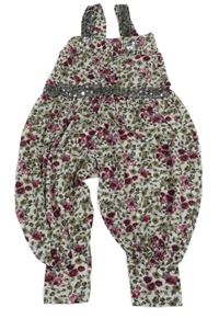 Biely turecký nohavicový kvetovaný overal s flitrami