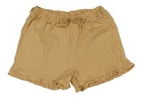 Béžové bavlnené kraťasy s volánikmi Tu