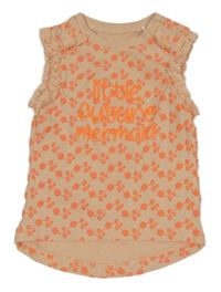 Oranžový kvietkovany top s nápisom Topomini