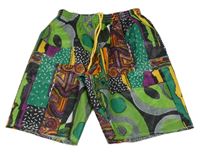 Čierno-farebné vzorované plážové kraťasy