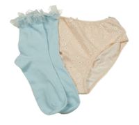 2set - Světlerůžové kytičkované kalhotky + světlemodré ponožky 