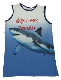 Modro-bílé tílko se žralokem C&A