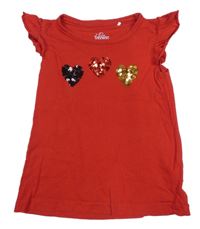 Červené tričko so srdíčky z flitrů Topolino