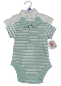 Nové - 2x - Bílé + zeleno-bílé pruhované polo body Nutmeg