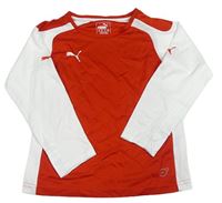 Červeno-biele funkčné športové tričko s logom PUMA