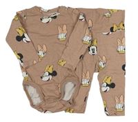 2Set - Svetlohnedé melírované body s Minnie a Daisy + legíny z