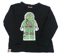 Černé triko s Lego NINJAGO z překlápěcích flitrů LEGO