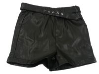 Čierne koženkové kraťasy s opaskom PRIMARK