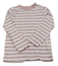 Starorůžovo-bílé pruhované triko Topolino