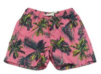 Růžové plážové kraťasy s palmami a listy Matalan