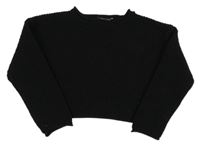 Čierny rebrovaný crop sveter New Look