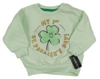 Nové - mátová oversize mikina s trojlístkem a nápismi St. Bernard