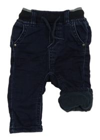 Tmavomodré chino teplákové podšité rifle s úpletovým pasem ORCHESTRA