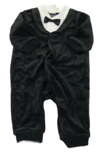 Černo-bílý sametový overal s motýlkem H&M