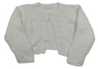 Bílé propínací svetrové bolérko s perforovaným vzorom Mayoral