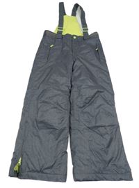 Šedé melírované šusťákové zimní oteplovačky s kšandami Y.F.K.