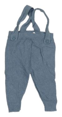 Modré melírované žebrované pletené tepláky s kšandami Sfera