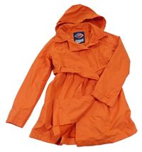 Nové - tmavooranžový šusťákový jarní kabát s límečkem a odepínací kapucí a páskem TCM