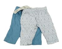 Nové - 2x - Tepláky - Bílo/petrolejové vzorovaném, modré Lily & Dan