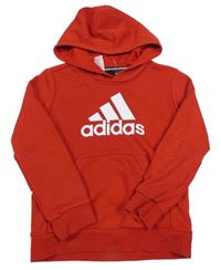 Červená mikina s kapsou a kapucí Adidas