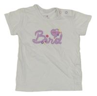 Bílé tričko s nápisem a srdíčkem a květy TCM