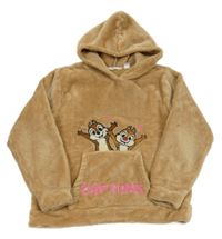 Svetlohnedá plyšová mikina s Chipem a Dalem a vreckom a kapucňou H&M