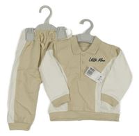 Nové - 2Set - Béžovo-bílá mikina s nápisem a límečkem + tepláky Matalan