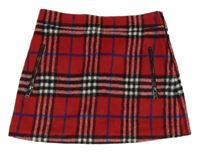 Nové - Červeno-čierno-biela kockovaná vlnená sukňa St. Bernard