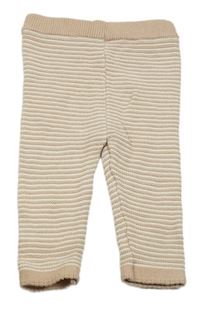 Pudrovo-biele pruhované pletené tepláky F&F