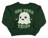 Smaragdová oversize mikina s duchem a nápismi George