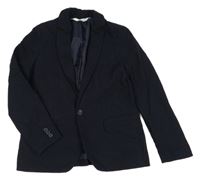 Tmavomodré lněné sako H&M