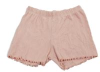 Svetloružové rebrované perforované kraťasy H&M