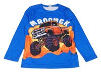 Cobaltově modré triko s monster truckem SHEIN