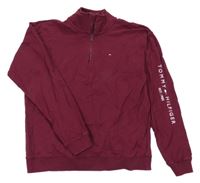 Vínová mikina s logem TOMMY HILFIGER