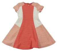 Ružovo-bielo-korálové prešívané šaty Yd.