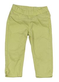 Limetkové plátenné capri nohavice H&M