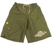 Khaki plážové kraťasy s potlačou zn. Hema