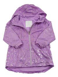 Levandulová vzorovaná šusťáková lehce zateplená parka s kapucí Mothercare