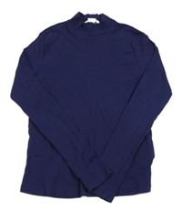 Tmavomodré rebrované tričko so stojačikom H&M