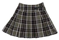 Čierno-lila-béžová kockovaná skladaná sukňa Primark