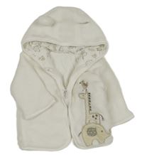 Biela chlpatá zateplená prepínaci mikina so zvířaty a kapucňou Zeeman