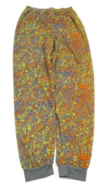 Šedo-oranžové skvrnité plyšové pyžamové kalhoty