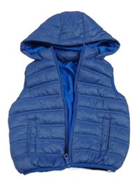 Modrá prešívaná šušťáková zateplená vesta s kapucňou Fagottino